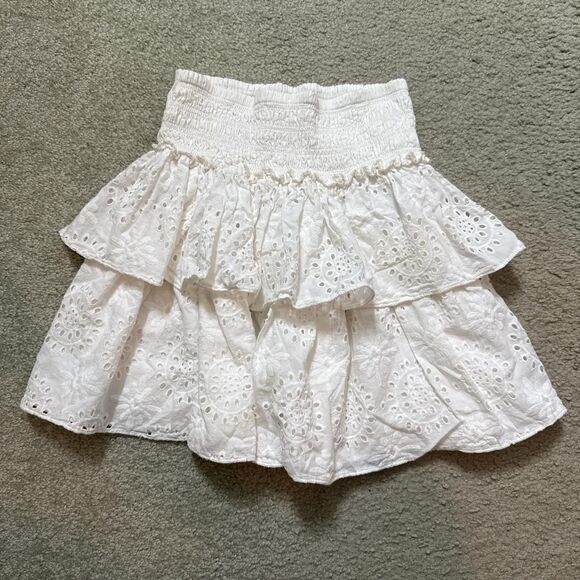 Ramy Brook white eyelet lace ruffled mini skirt XS - Picture 1 of 3
